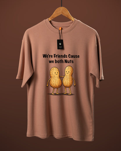 DUMM We're Friends Cause We Both Nuts oversized t-shirt in dusty rose on wooden hanger