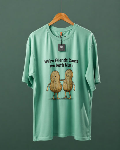 DUMM We're Friends Cause We Both Nuts oversized t-shirt in mint green on wooden hanger
